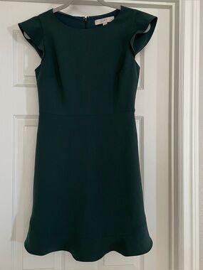 00 Petite LOFT Green Flutter Sleeve Dress
